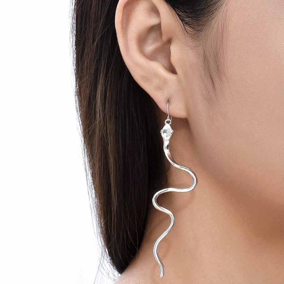 Any 2/$20! Silver Slithering Serpent Drop Earrings - Picture 2 of 6